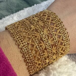 Stella and Dot Elegant Gold Lace Cuff Bracelet